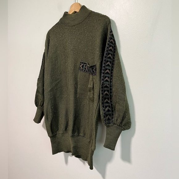 Orange Vintage Olive Green Knit Sweater - Size M - Picture 3 of 12